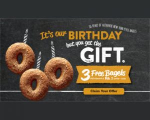 3 FREE Bagels at Bruegger's Bagels